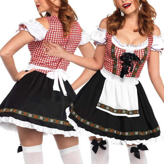 Dirndl damesjurk met strik en borduursel - Anya