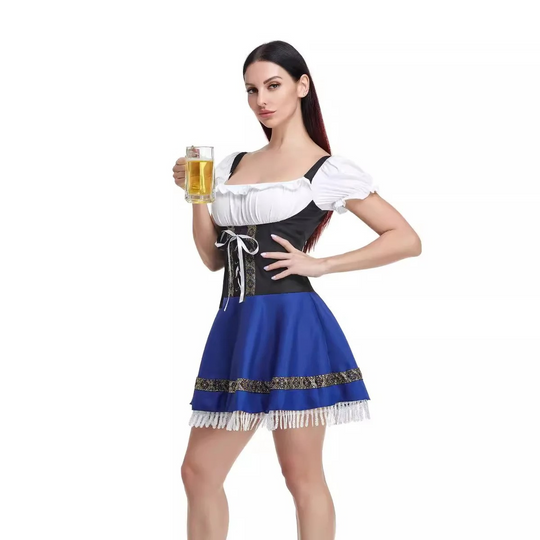 Dirndl dames Oktoberfest jurk met pofmouwen - Velma