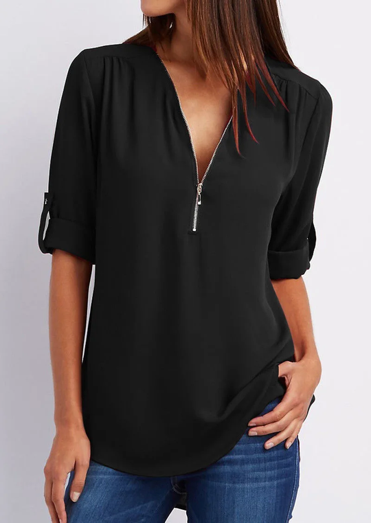 Chiffon shirt met rits - Marga