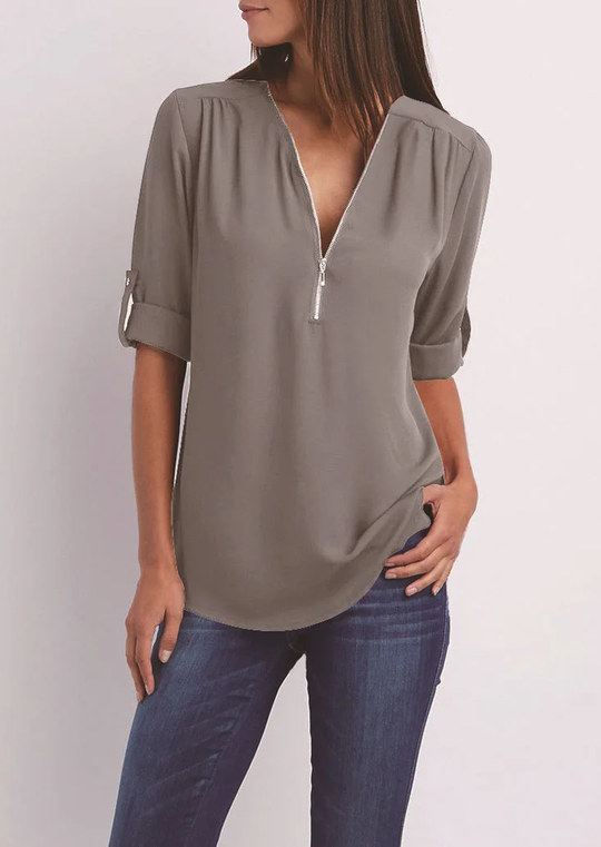 Chiffon shirt met rits - Marga