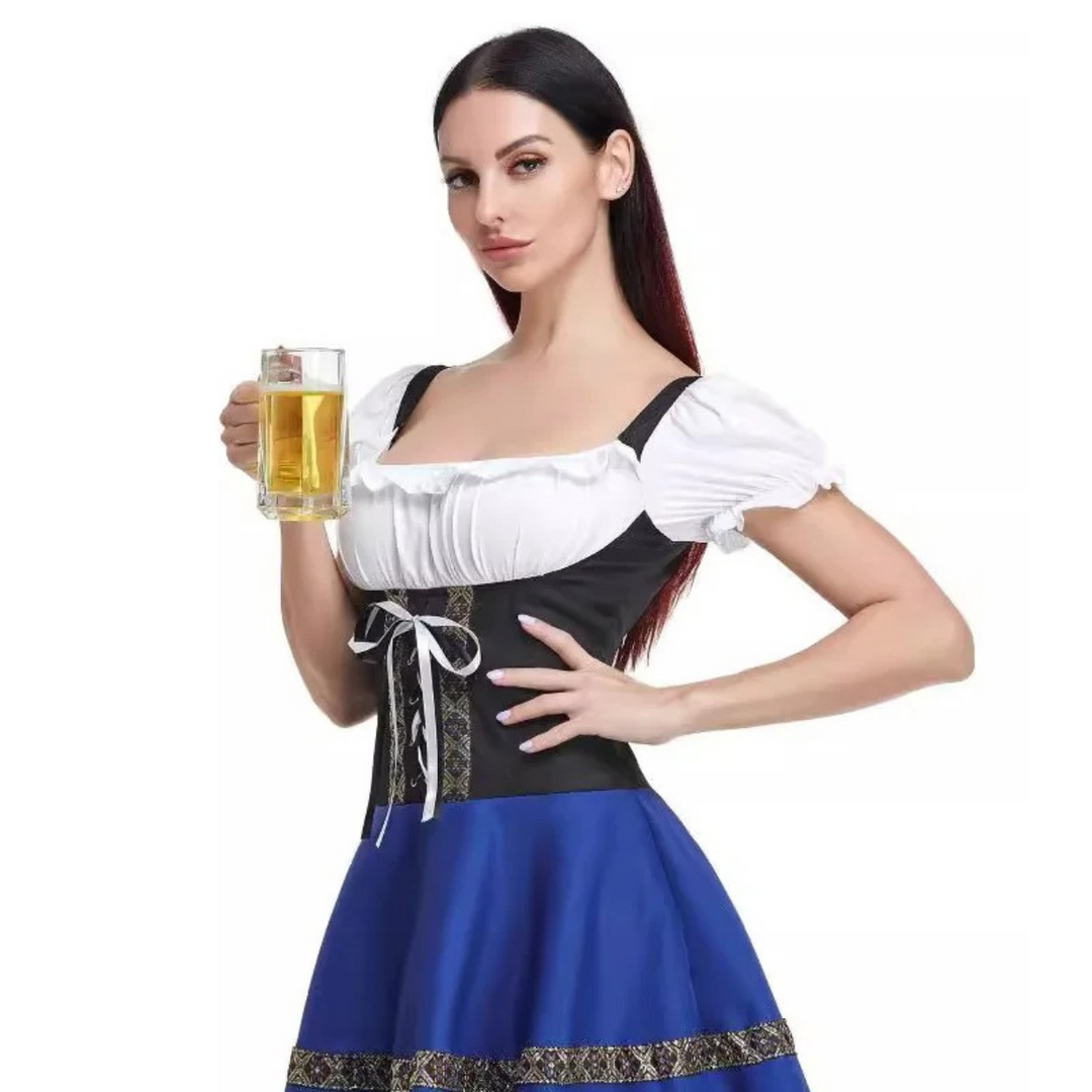 Dirndl dames Oktoberfest jurk met pofmouwen - Velma