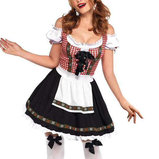 Dirndl damesjurk met strik en borduursel - Anya