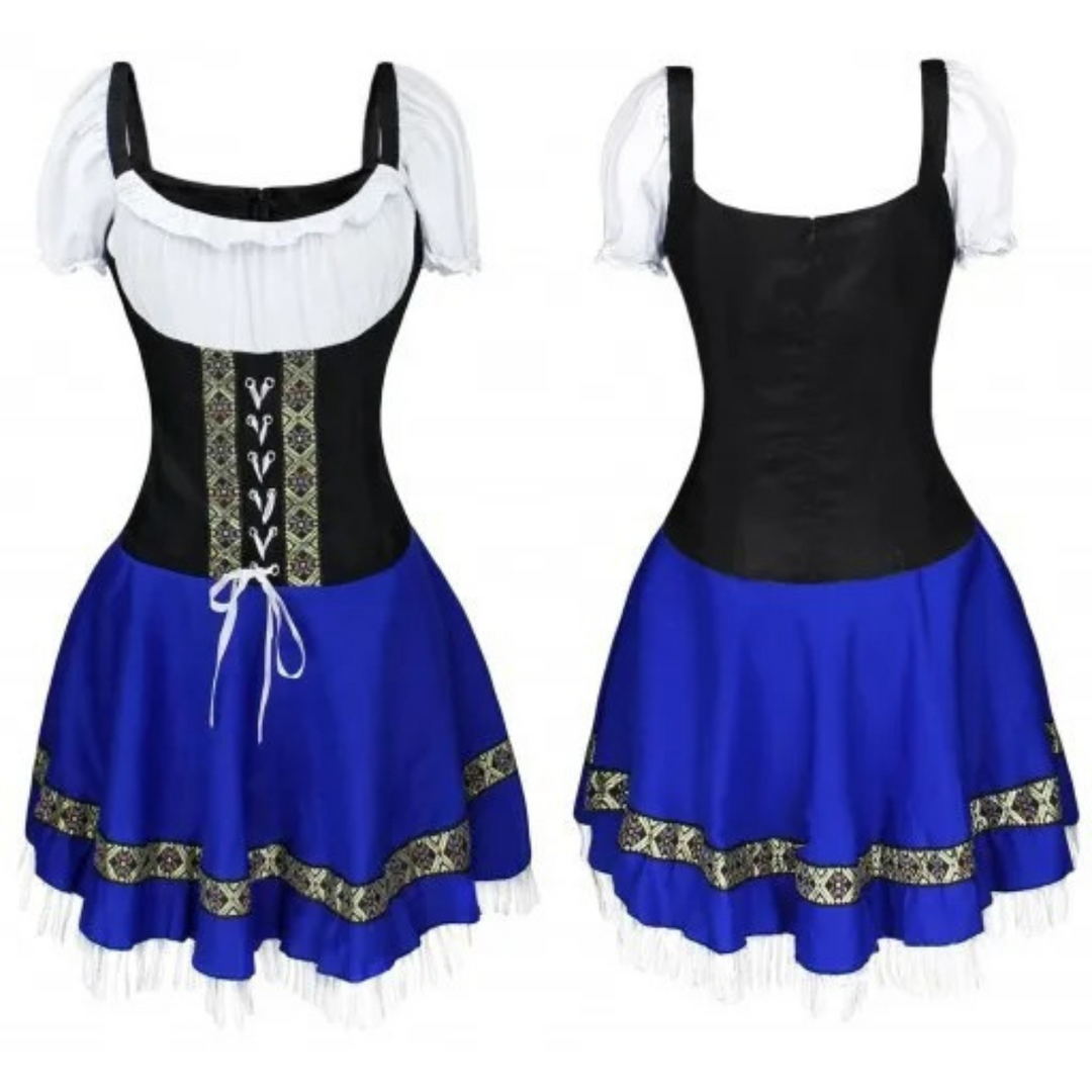 Dirndl dames Oktoberfest jurk met pofmouwen - Velma