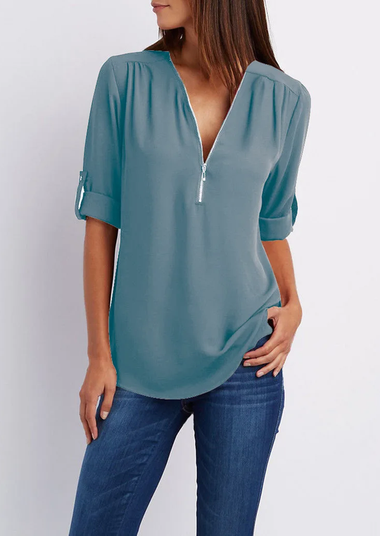 Chiffon shirt met rits - Marga