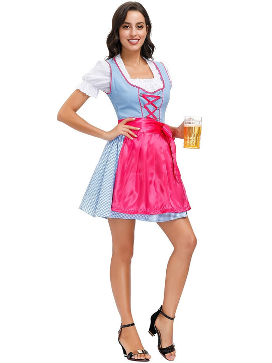 Blauwe Oktoberfest Bierdirndl Jurk voor Dames - Shelby