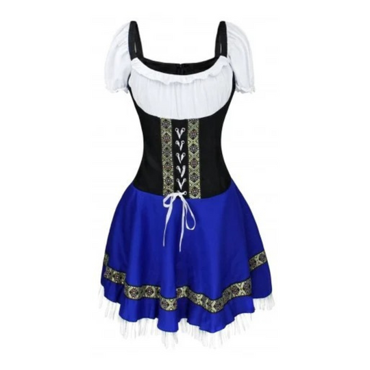 Dirndl dames Oktoberfest jurk met pofmouwen - Velma