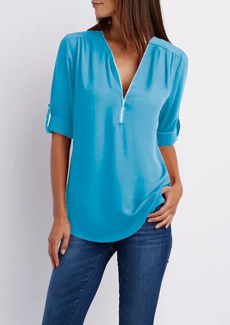 Chiffon shirt met rits - Marga