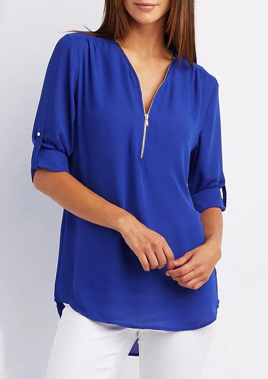 Chiffon shirt met rits - Marga