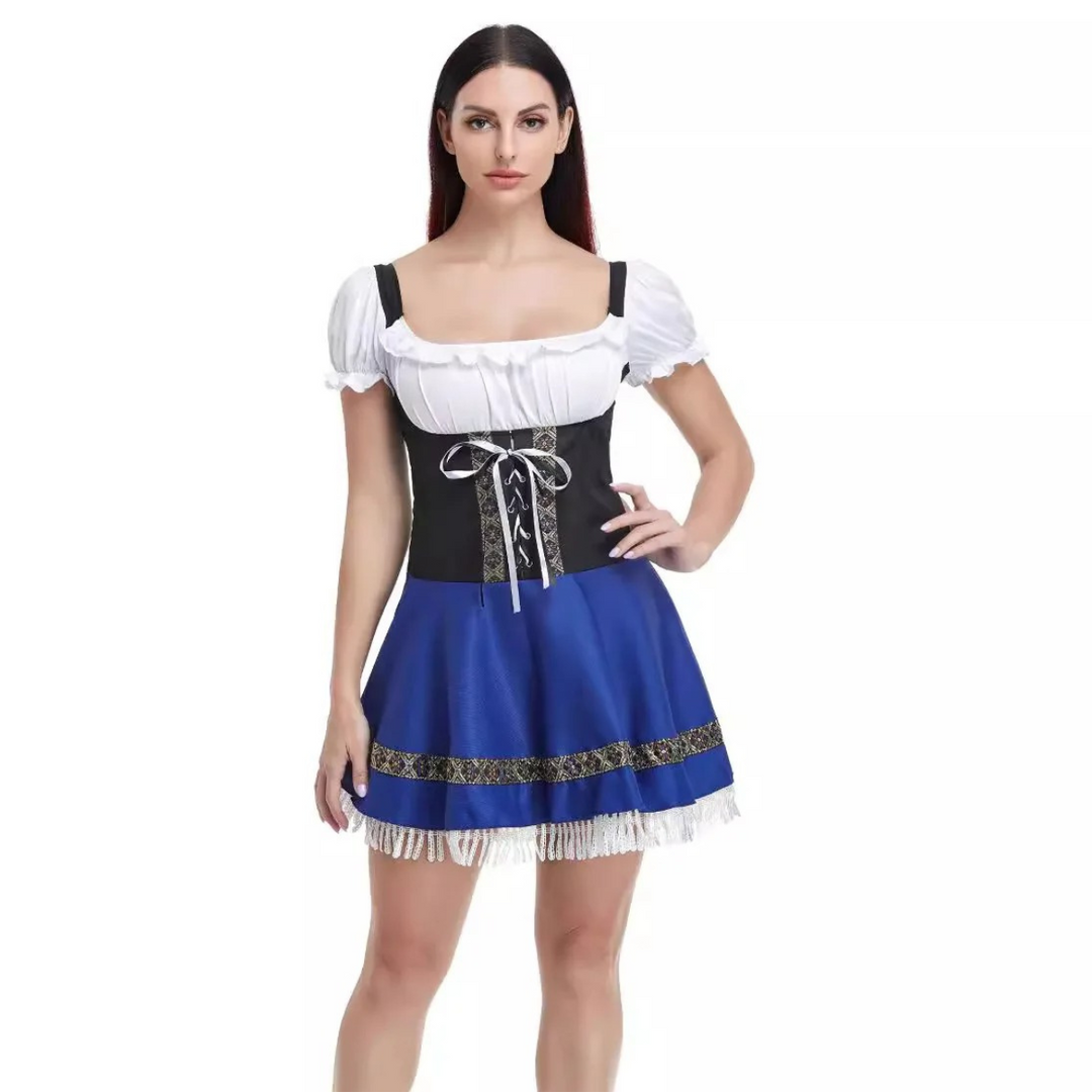 Dirndl dames Oktoberfest jurk met pofmouwen - Velma