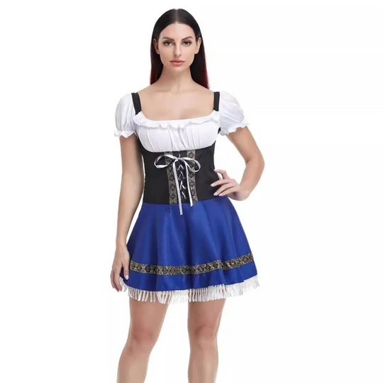 Dirndl dames Oktoberfest jurk met pofmouwen - Velma