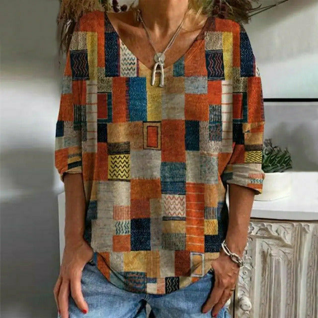 Vintage Geruit Print T-shirt - Alexandra