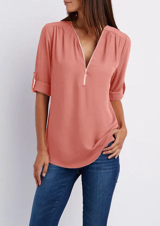 Chiffon shirt met rits - Marga