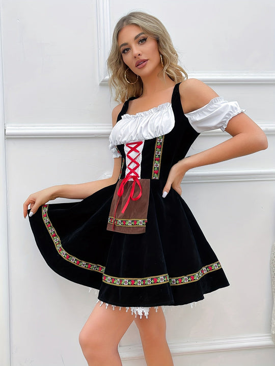 Zwart Oktoberfest Bier Dirndlkleid voor Dames - Zoelle