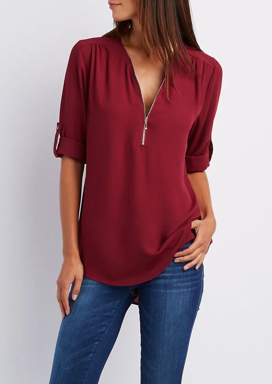 Chiffon shirt met rits - Marga