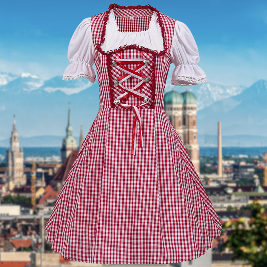 Geruite traditionele dirndl jurk - Lana