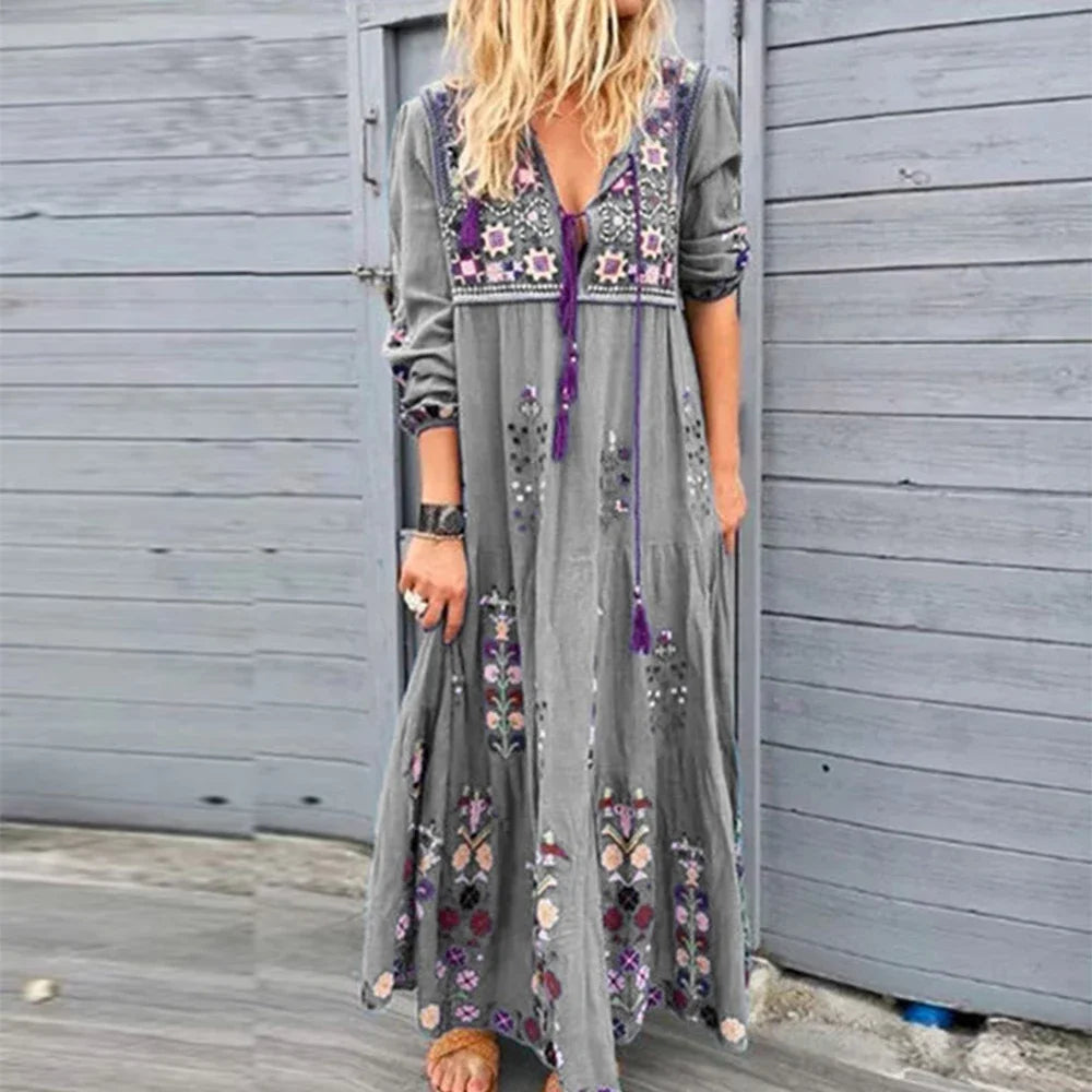 Casual Vintage Maxi Jurk - Ine