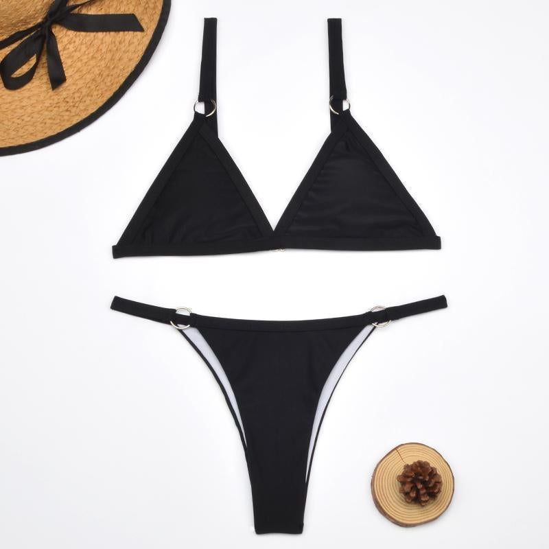 Push-up Bikini Set met Metalen Ringen in Goud - Gertrude