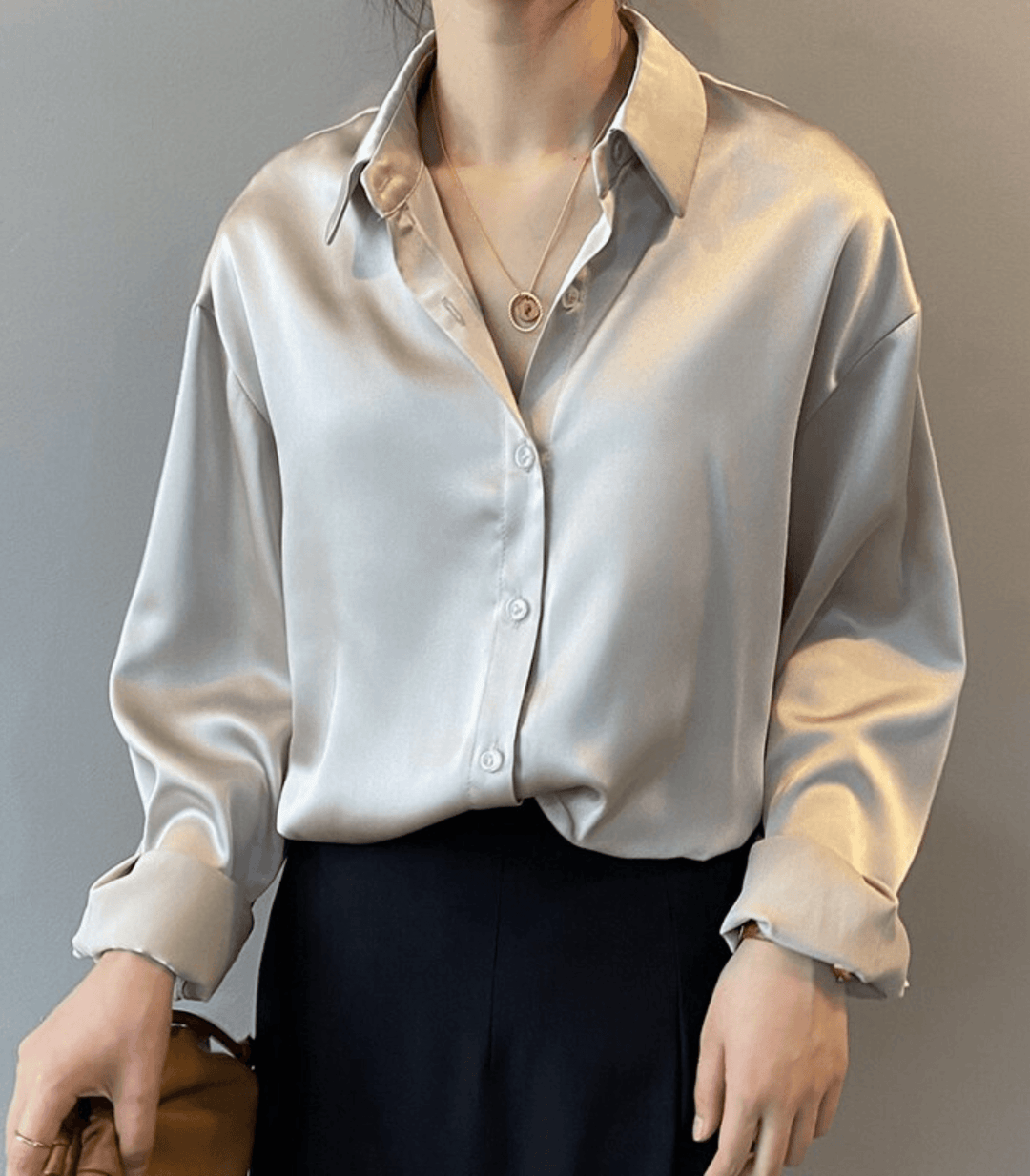 Satijnen Zijde Blouse met Knoopjes - Dianne