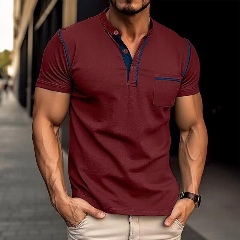 Luxe Colorblock Henley Kraag Polo - Johan