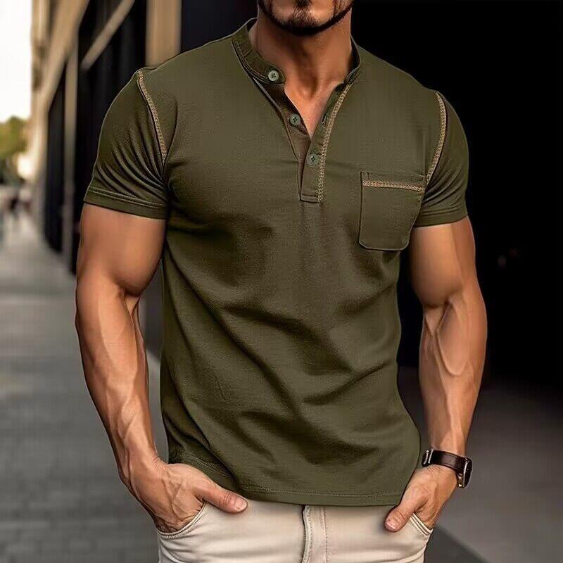 Luxe Colorblock Henley Kraag Polo - Johan