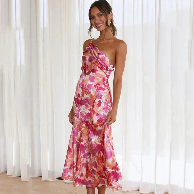 Strapless Bloemen Midi Jurk - Emily